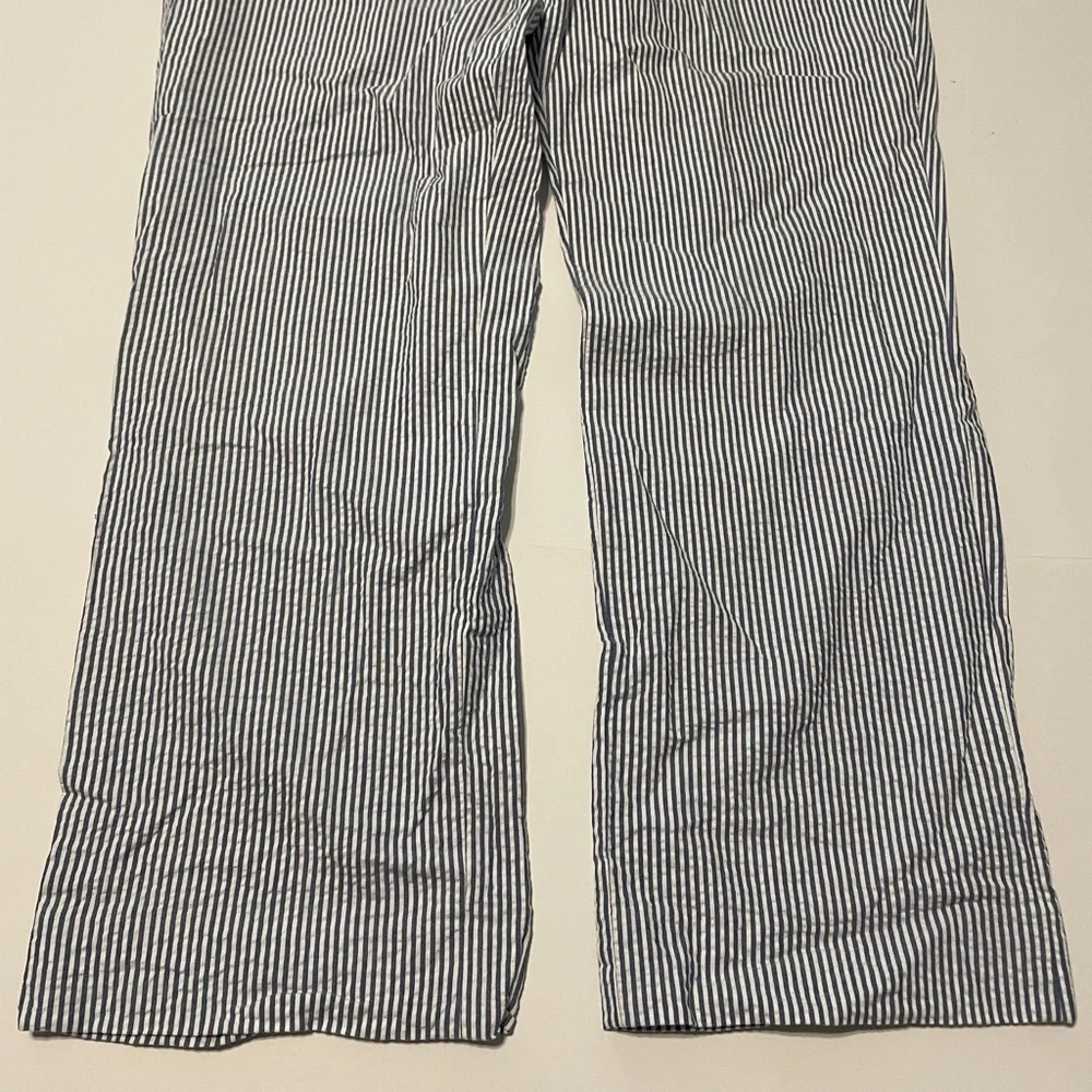 Nautica Pants Mens 36W X 30L Blue White Striped Seersucker Golf Beach Sail